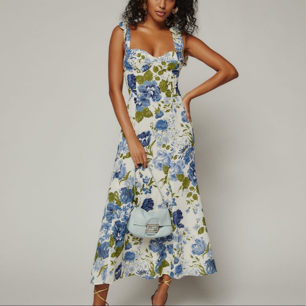 Reformation Floral Nadira Midi Dress in Lucca Print Sz 4